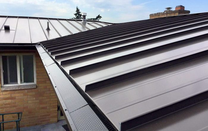 a close up photo of a dark metal roof